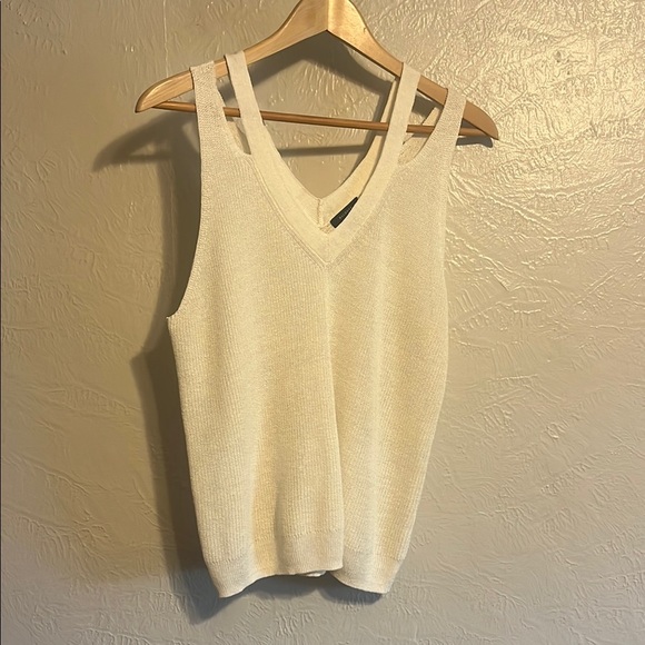 Halogen Cream Sleeveless Knit Top Large - Picture 1 of 6
